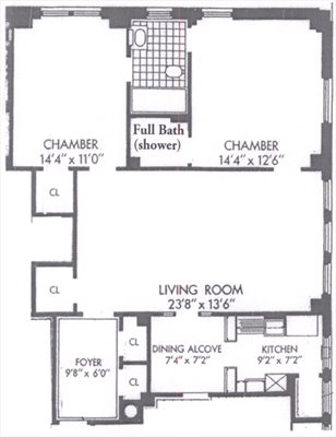 New York City Real Estate | View 310 West End Avenue, 16C | Floorplan | View 2