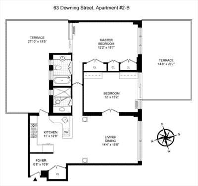 New York City Real Estate | View 63 Downing Street, 2B | Floorplan | View 12