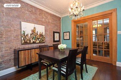 New York City Real Estate | View 344 8th Street, 1 | Pocket doors separate the dining area