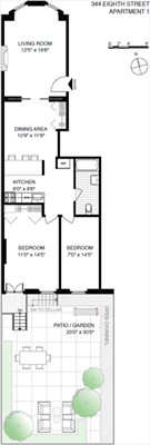 New York City Real Estate | View 344 8th Street, 1 | Floorplan