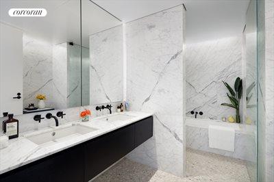 New York City Real Estate | View 16 West 40th Street, 30B | Master Bathroom | View 7