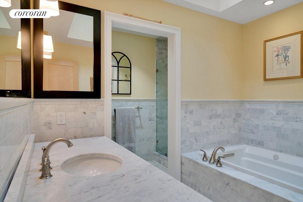 New York City Real Estate | View 23 Huckleberry Lane | with double sink vanity and separate tub | View 10