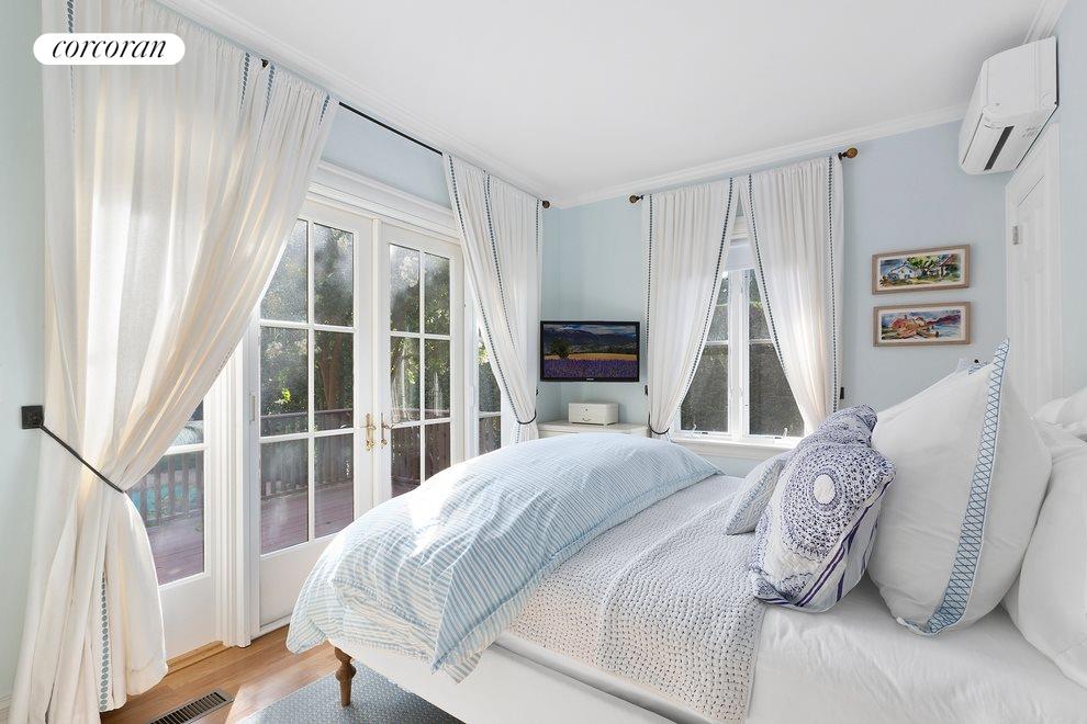 New York City Real Estate | View  | Guest bedroom with french doors to deck | View 13
